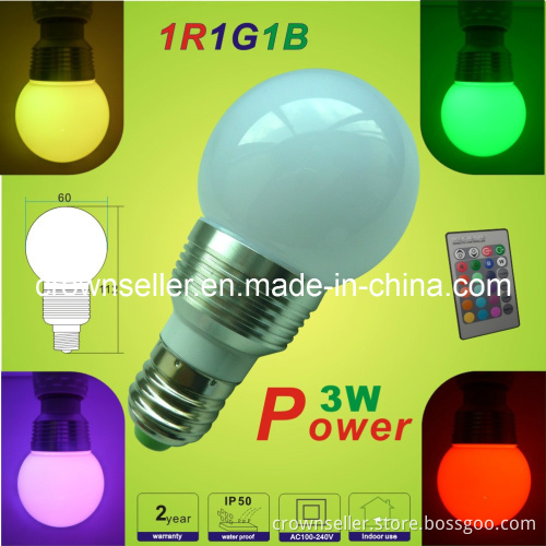 3W RGB Bulb Lamp with Remote Controller